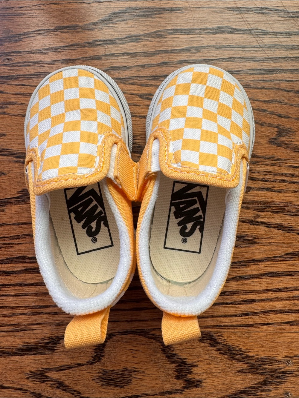Vans Kids Slip-On Sneakers in Yellow and White Checkerboard